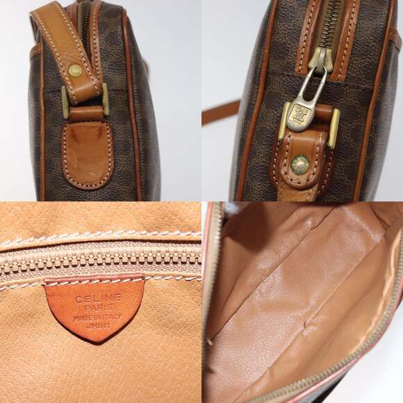 CELINE Macadam Canvas Shoulder Bag Pvc Leather Brown Gold - Picture 11 of 12